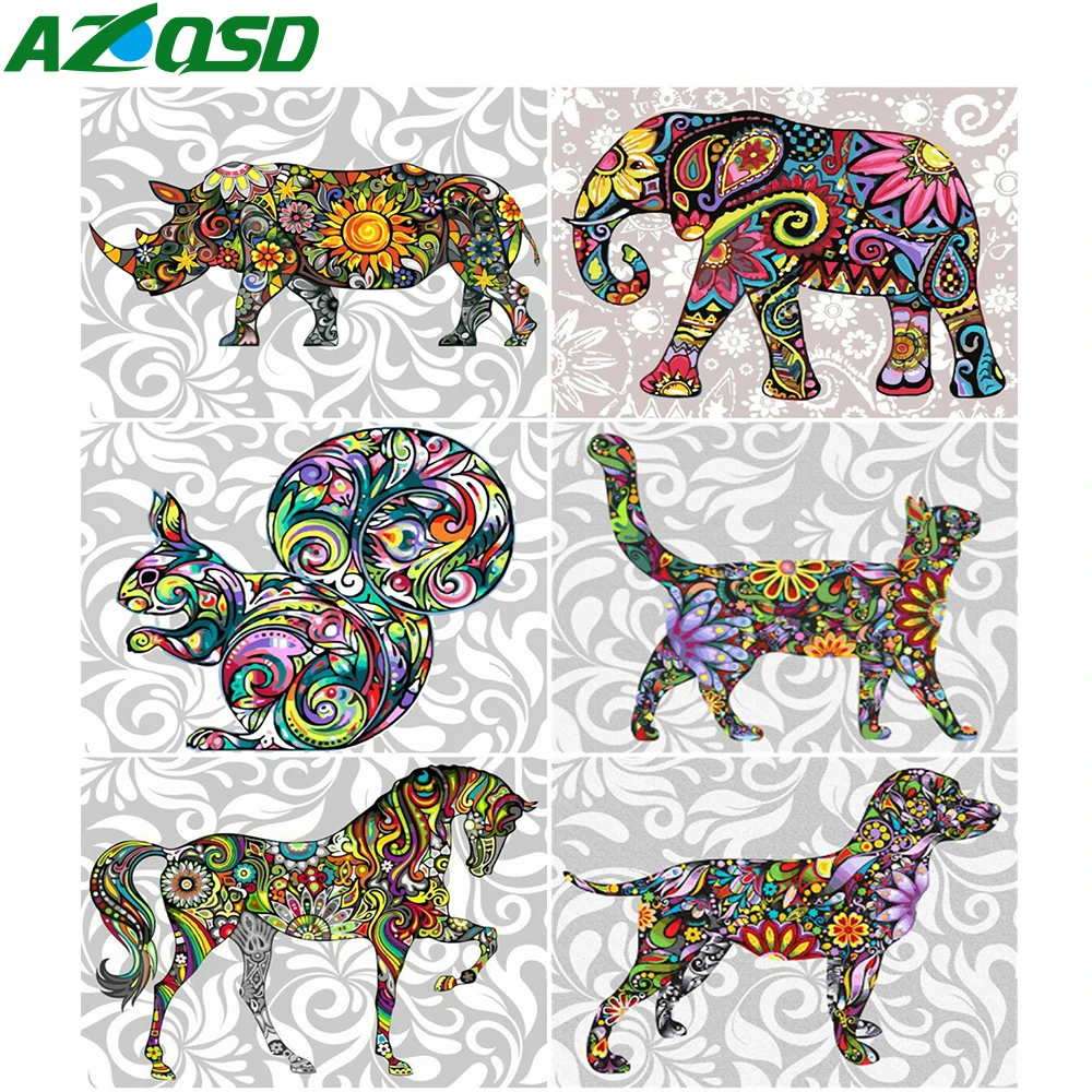 

AZQSD Diy Алмазная картина с животными полностью квадратная дрель настенная художественная Алмазная вышивка слон вышивка крестом комплекты, у...