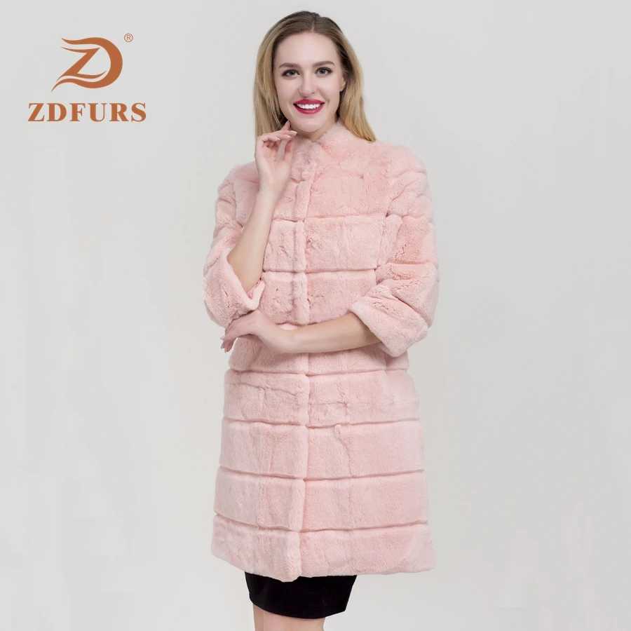 ZDFURS* 2019 Real rex rabbit Fur Coat Women Real Fur Jacket Festival Fur Real  Rabbit fur outerwear winter coat