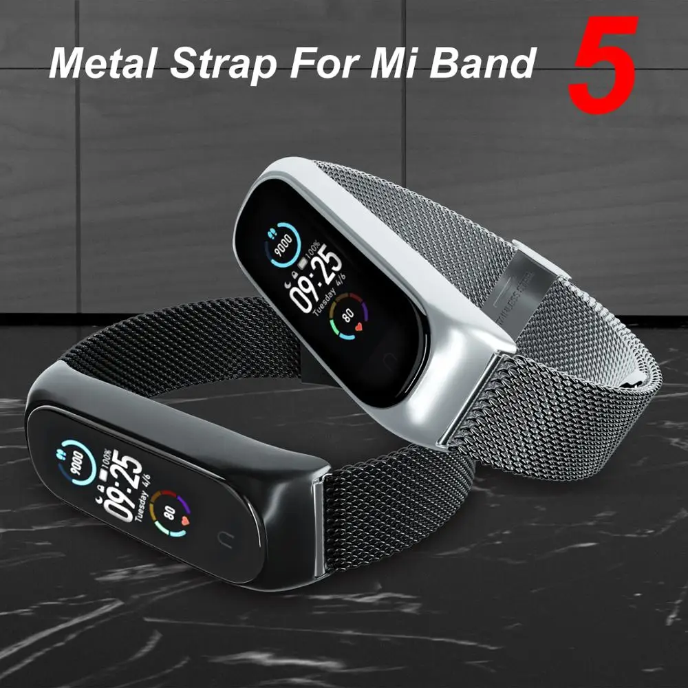 Ремешок для фитнес-браслета Xiaomi Mi Band 6 5 металлический без винтов из нержавеющей