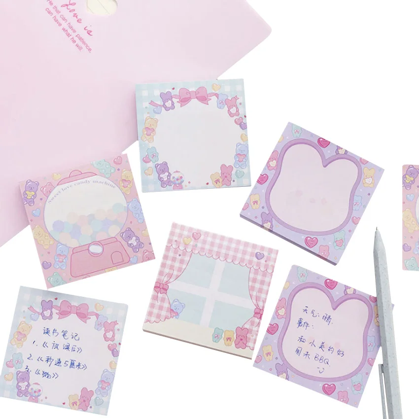 20packs/lot Girl Pink Sweetheart Cute Rabbit Curtain Note Stickers Kawaii Memo Study Office Supplies Index Gift | Дом и сад