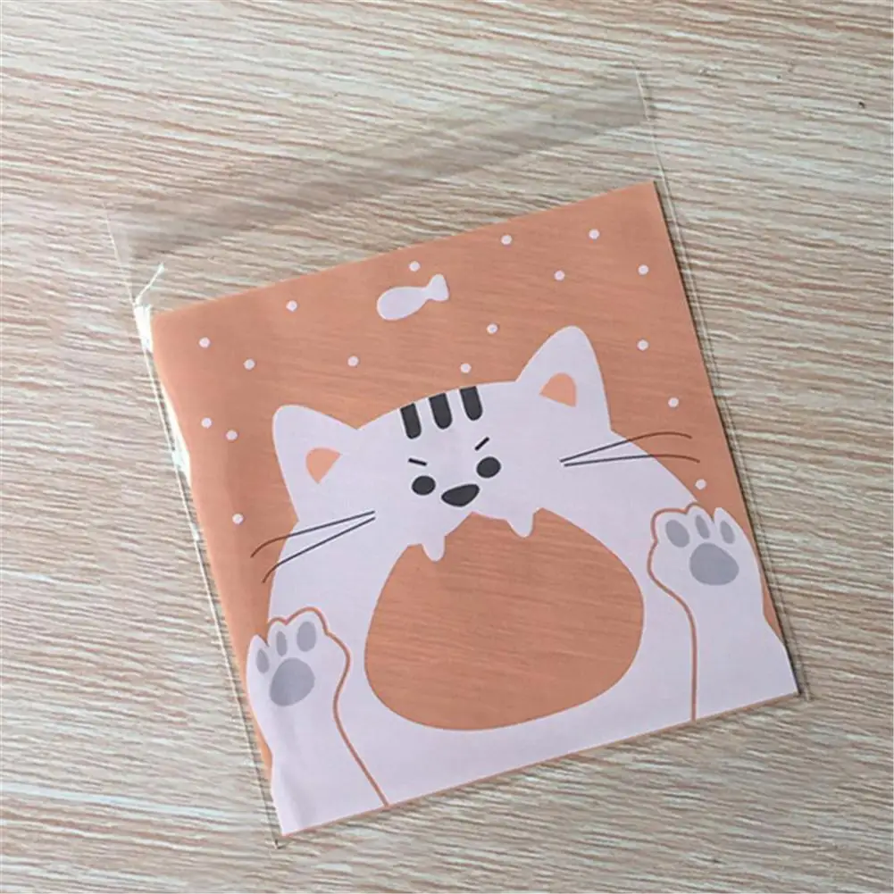 100 шт Мультяшные животные милые Самоклеющиеся сумки пакет для упаковки подарка