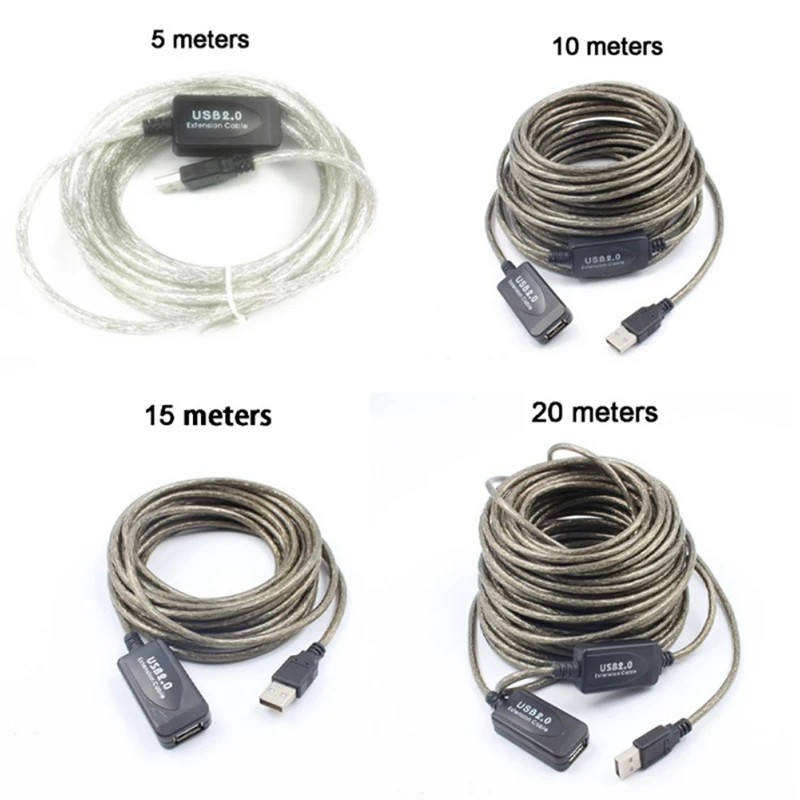 

5/10/15/20M High Speed Repeater M/F Extension Cable Adapter Cord Wire Active USB2.0 Signal Amplifier Extension Cable Adapter