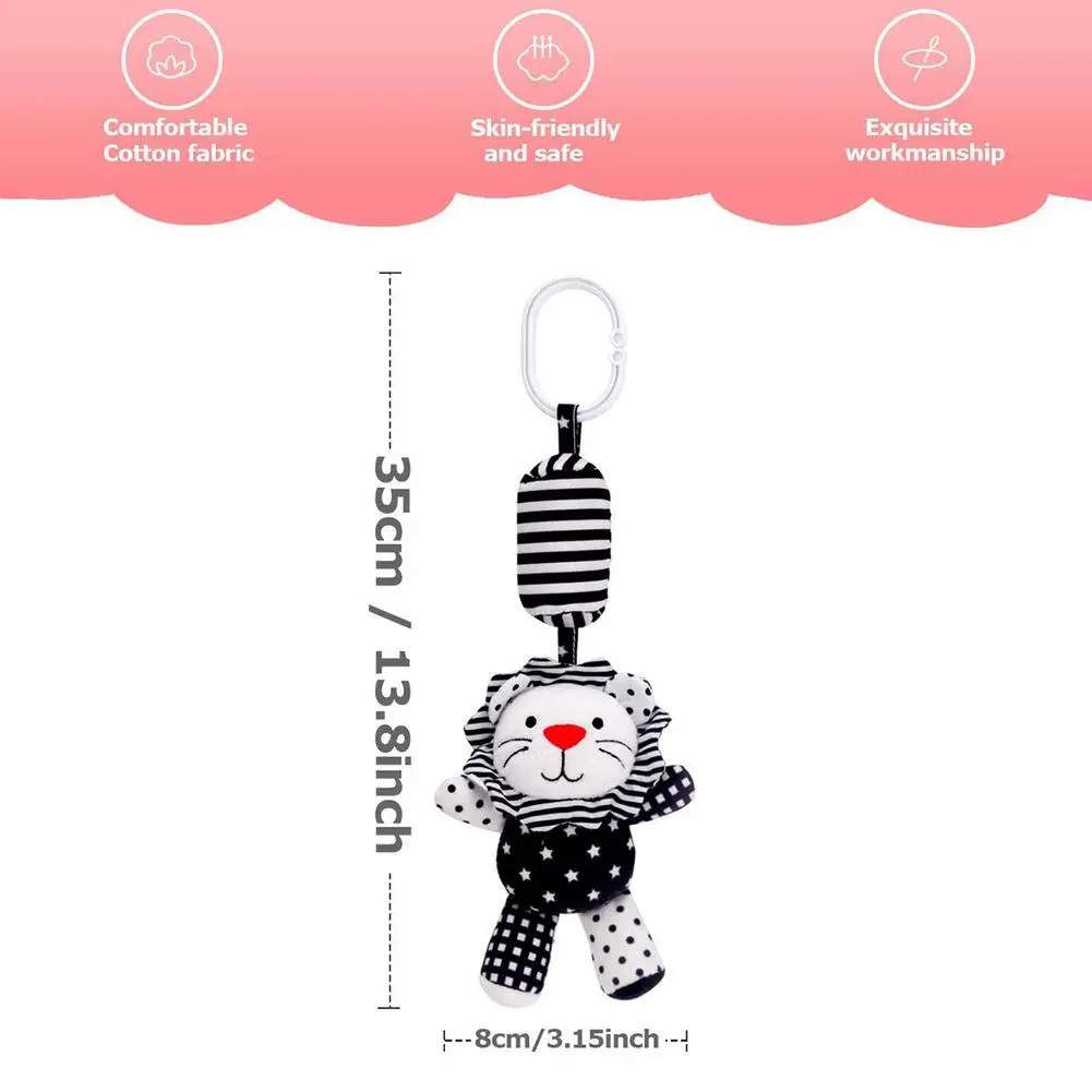 

Baby Plush Stroller Toy Cartoon Animal Stuffed Hanging Rattle Educational Baby Toys for 0 to 18 months