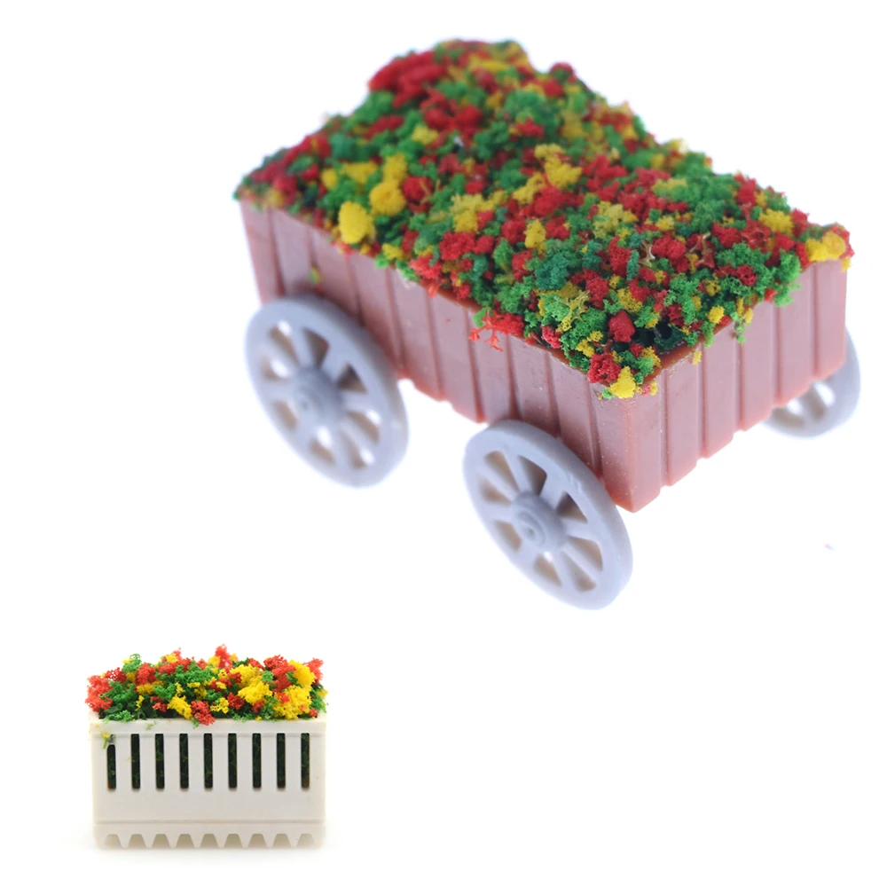 

1pc Flower Beds Plants Miniature Flower Beds With Wheel Plants Landscape Fairy Garden Decor Dollhouse Accessories