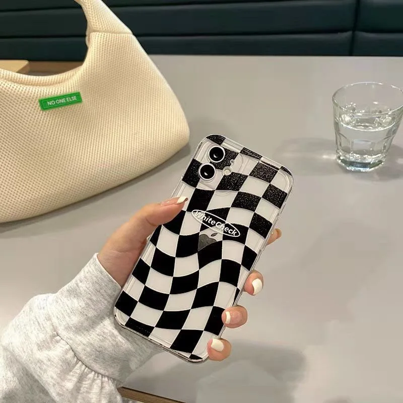 Чехол-накладка с шахматным узором для iPhone 14 13 Pro Max 12 Mini 11 X XS XR 6 6S 8 7 Plus SE 2020 - купить