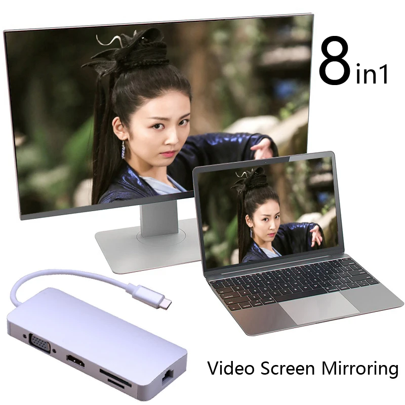 USB3.1 Тип C концентратор многопортовый PD зарядка RJ45 Gigabit Ethernet USB 3 0 HDMI 4K SD TF кардридер