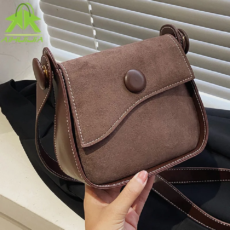 

Fashion Scrub Handbag for Women 2021 New Vintage Solid Color Messenger Bag High Quality Shoulder Bag Simplicity Crossbody Bags