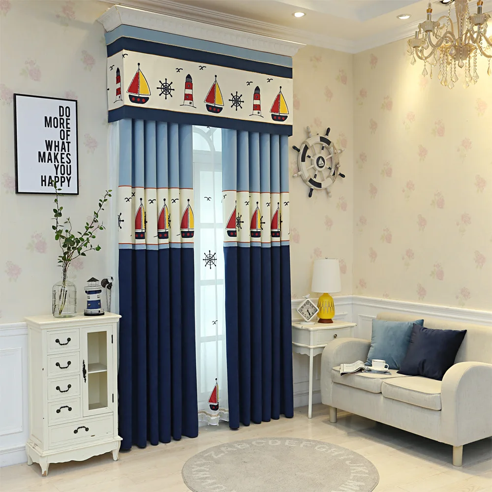 

Modern Minimalist Cute Cartoon Blue Children's Room Princess Fresh Light Luxury Curtains Curtains for Living Dining Room Bedroom