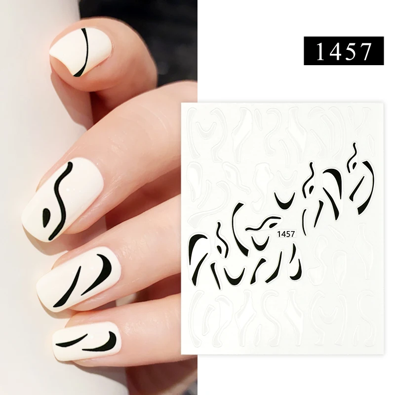 

New Fashion Colorful Waves Nail Water Decals Set Nail Stickers Geomrtric Lines Sliders Paper Manicures Stickers for Women Girls