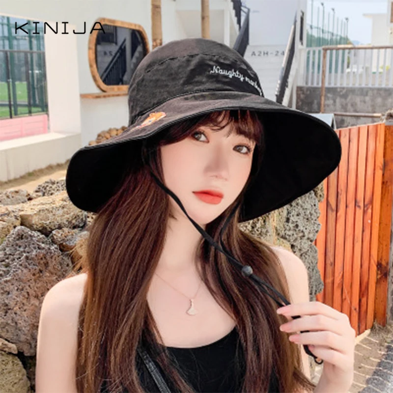 Новинка высокое качество милая вышитая Кепка в рыбацком стиле Женская весенне