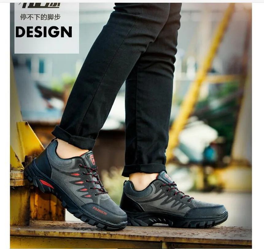 

2021 spring and autumn men's hiking shoes low-top sports lace-up solid color men's flat-heeled labor insurance shoes men shoes
