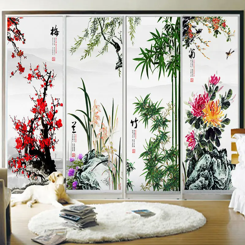 Новый китайский стиль кухня отель ванная комната раздвижная дверь пленка для