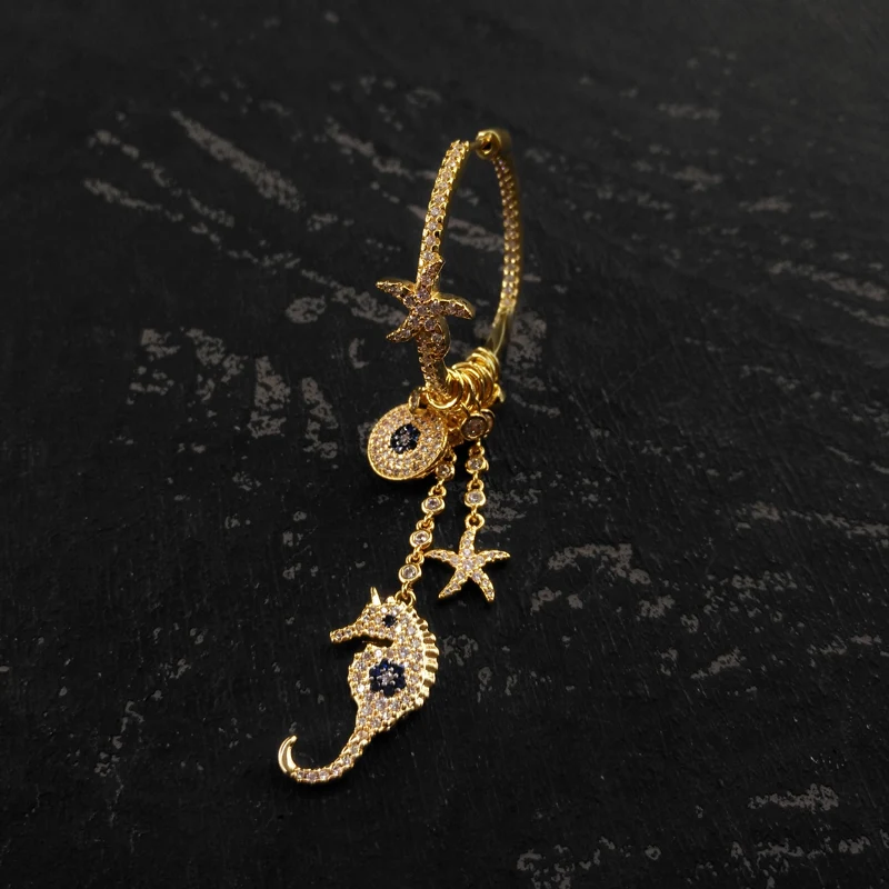 hot 925 silver earring for women tropical ocean holiday small fish peal zircon drop earrings luxury brand monaco jewelry free global shipping