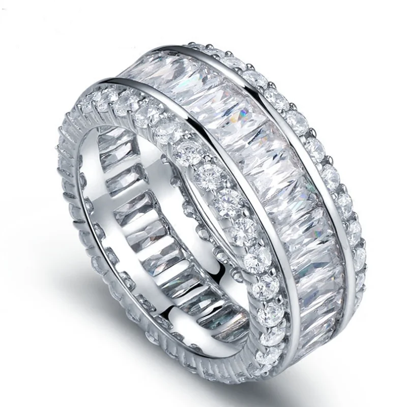 

YaYI Jewelry Top Quality Around Natural Gemstones Cubic Zirconia Silver Color Circle Wedding Party Rings Unique Expensive Gifts