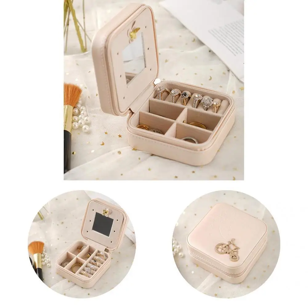 

Органайзер для ювелирных изделий из искусственной кожи, элегантная портативная шкатулка для хранения драгоценностей в общежитии