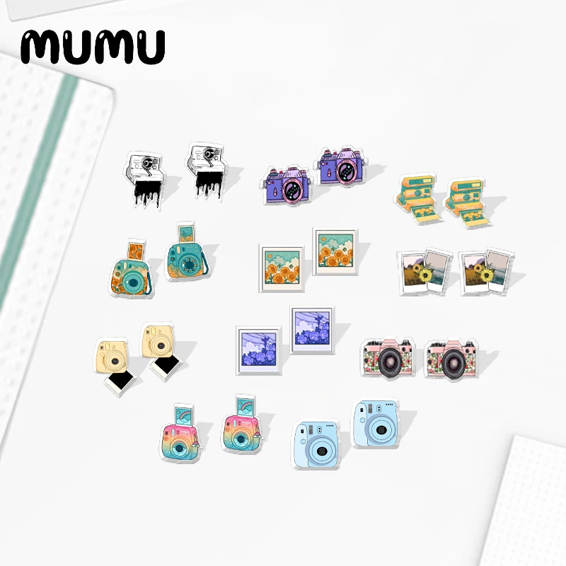 Новинка 2021 серьги-гвоздики Polaroid для камеры эпоксидные украшения акриловые