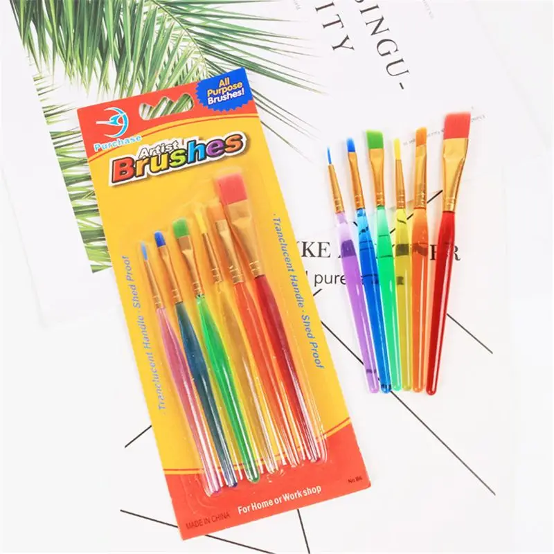 

6pcs Jelly Painting Brushes Transparent Pen Water Color For Painting Drawing Art