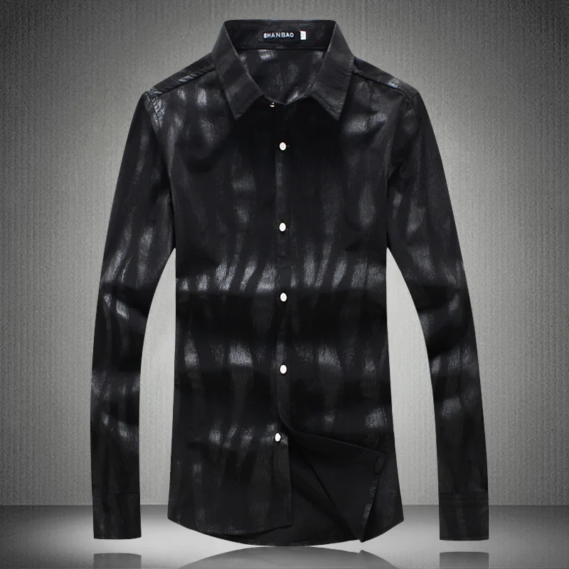 

Quality 2020 New High Fashion Personality Plaid Men Shirt Long Sleeve Slim Fit Camisa Masculina Black Big Size M-XXXXXL #18102