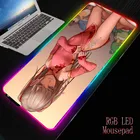 Большой игровой коврик для мыши MRGBEST, Аниме Сексуальная девушка, RGB, геймерский компьютерный коврик для мыши со светодиодной подсветкой XXL, коврик для клавиатуры, Настольный коврик