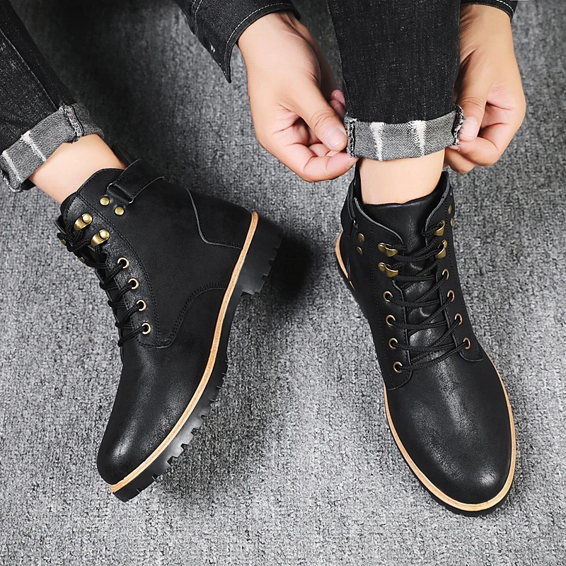 Осень-зима 2020 мужские кожаные ботинки высококачественные ботильоны теплая и