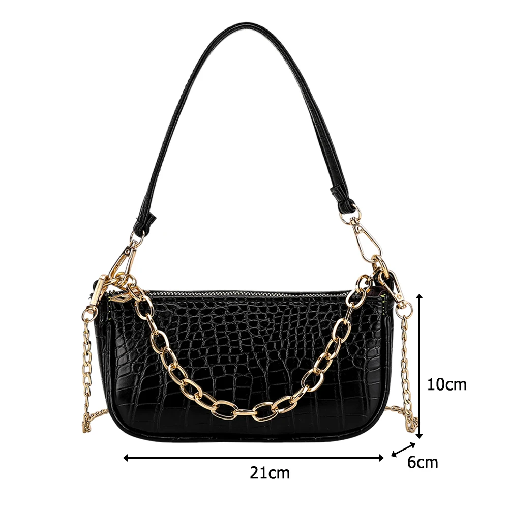 

Casual PU Leather Sling Handbag Purse Women Elegant Chain Shoulder Crossbody Popular Simple Female Daily Bag Bag