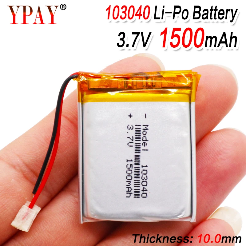 3 7 V 1500mAh литий-полимерная LiPo аккумуляторная батарея 103040 для MP3 MP4 gps psp мобильный