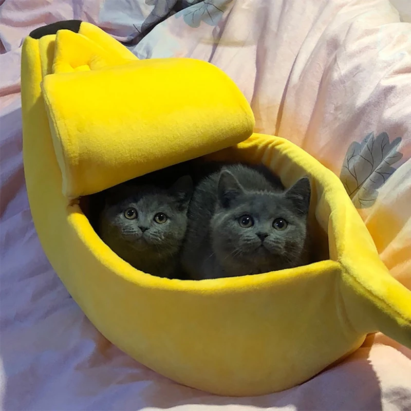 

New Funny Banana Cat Bed House Cute Cozy Cat Mat Bed Warm Durable Portable Pet Basket Kennel Dog Cushion Cat Supplies Multicolor