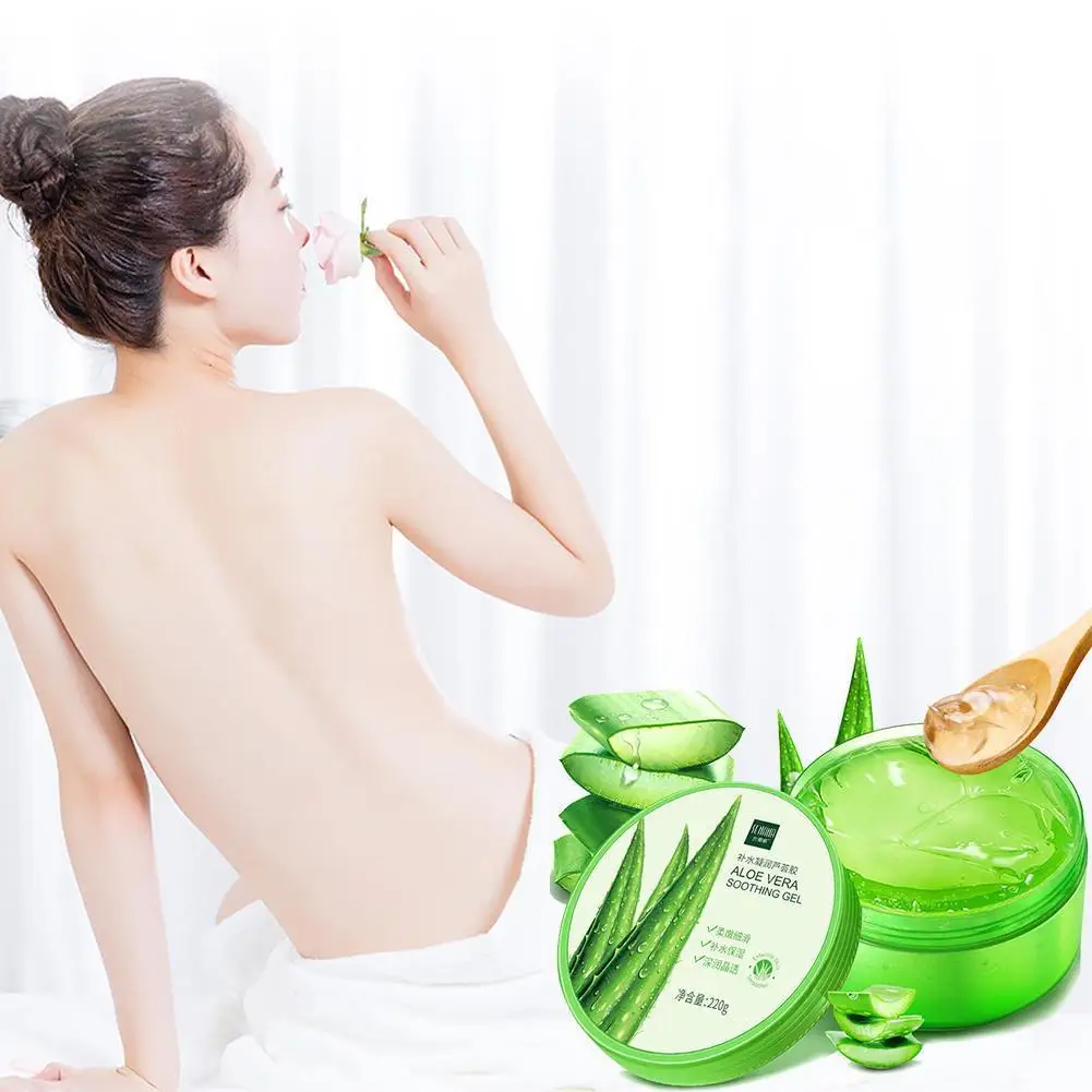 

220g Natural aloe vera Smooth Gel Acne Treatment Care For Hydrating After Face Sun Repair Cream Face Moist Skin R8E0