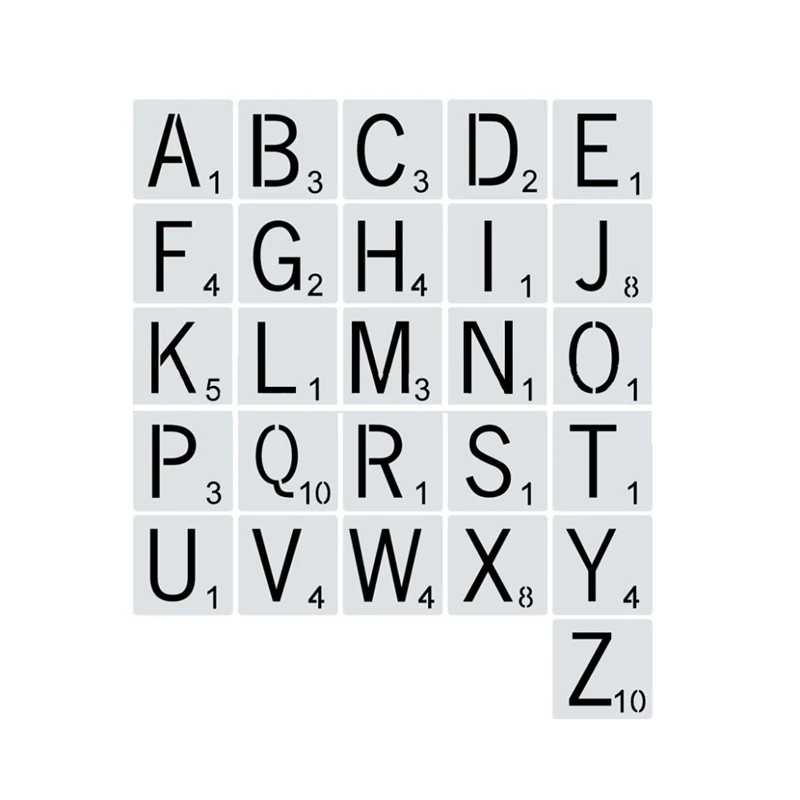 26 штук многоразовых шаблонов букв алфавита Scrabble для рисования и штамповки, для самостоятельного изготовления, декора дома и стен