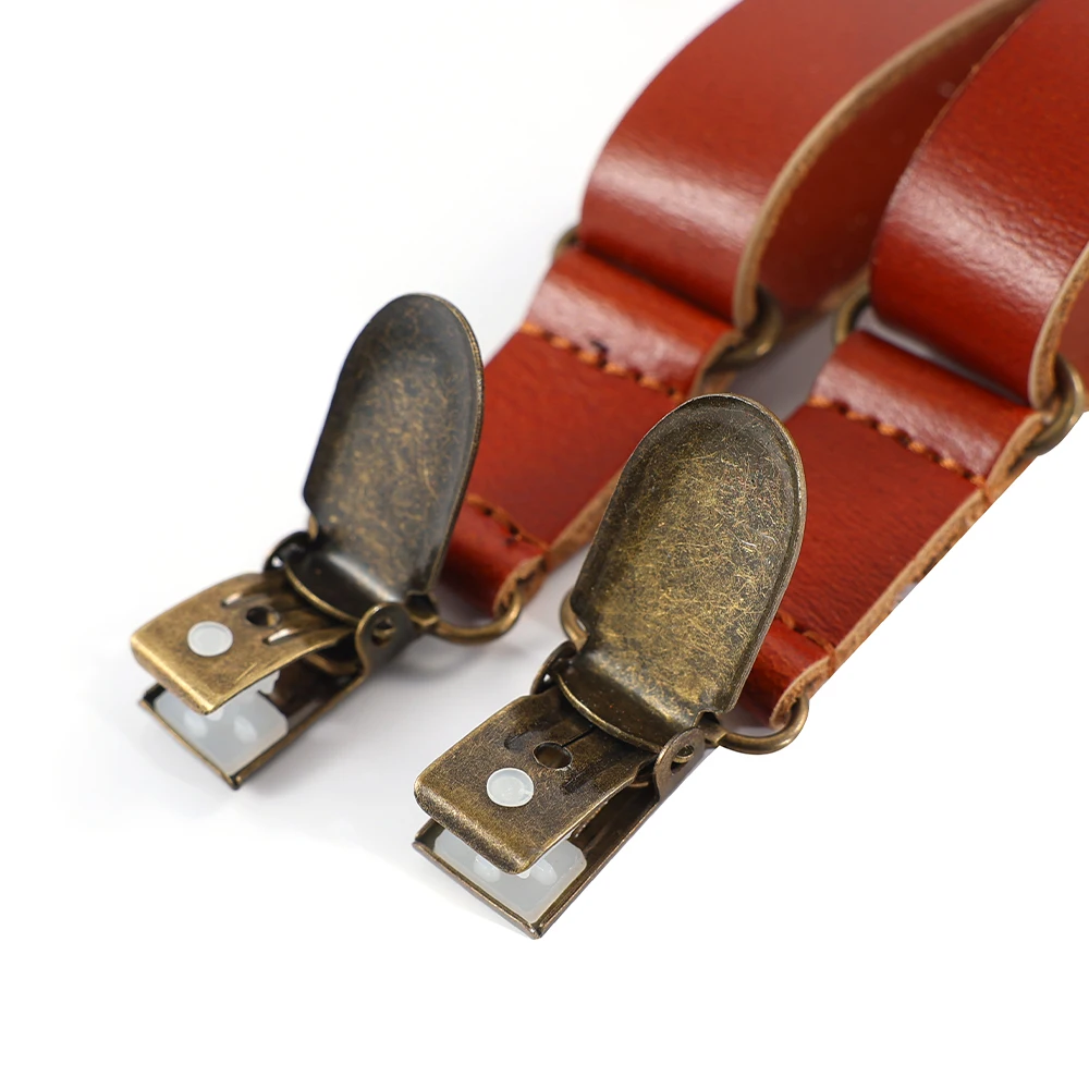 1 7 см модные кожаные подтяжки с 4 зажимами мужские в западном стиле для брюк|men