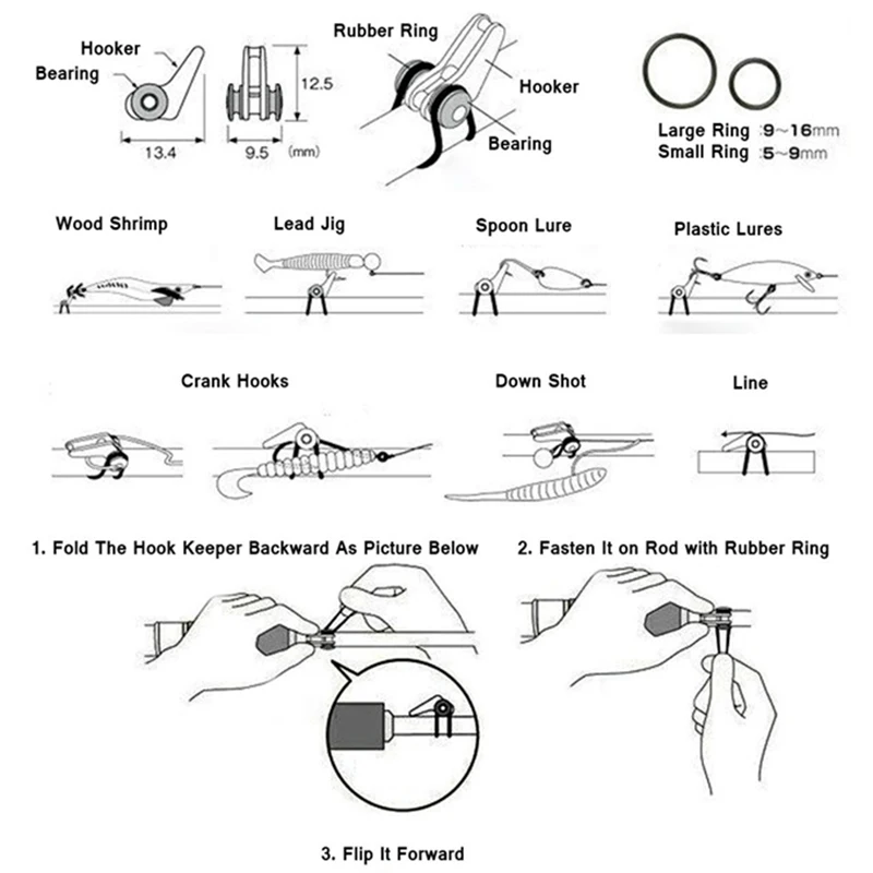 1 набор рыболовный крючок Хранитель приманки держатель с 2 резиновых колечек для