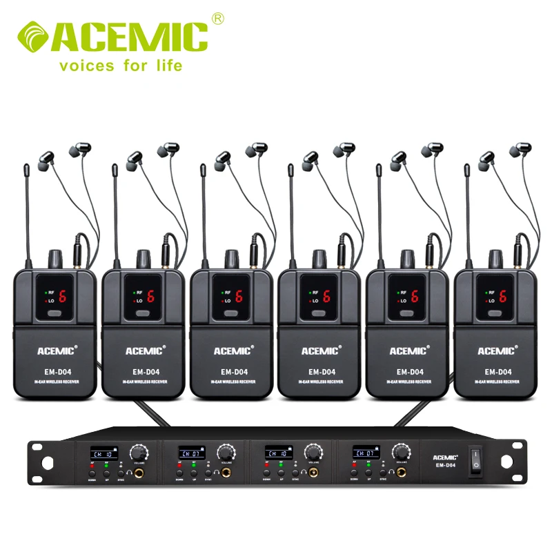 Быстрая ACEMIC EM-D04 четырехканальный беспроводной монитор в ухо система сценический монитор хорошее качество в уши - Цвет: D04 6
