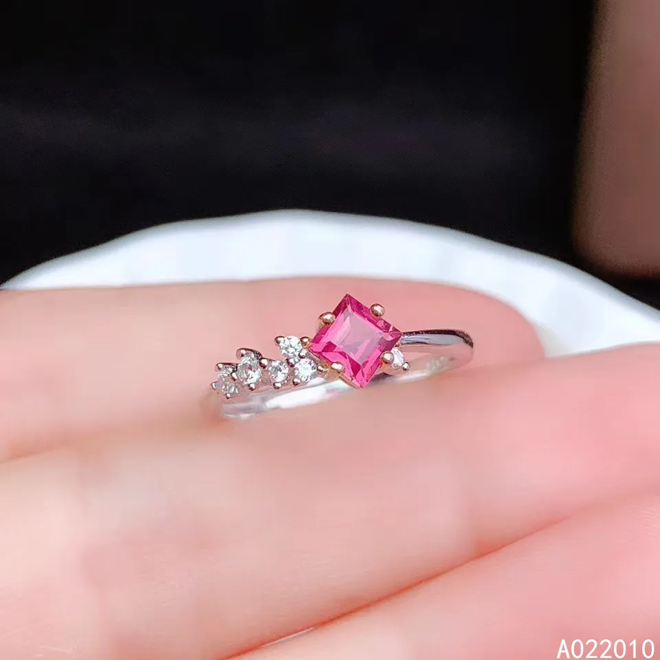 

KJJEAXCMY fine jewelry 925 sterling silver gem natural Garnet new Woman's woman Lady girl crystal adjustable ring Support test