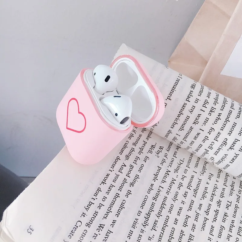 Модные милые сердцу чехол для пар для Airpods Чехол Жесткий PC Беспроводной Bluetooth наушники чехол Крышка Аксессуары для наушников