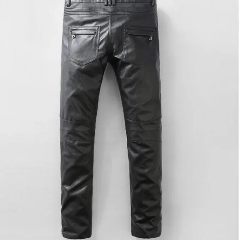 Мужские мотоциклетные брюки из искусственной кожи в стиле ретро готические