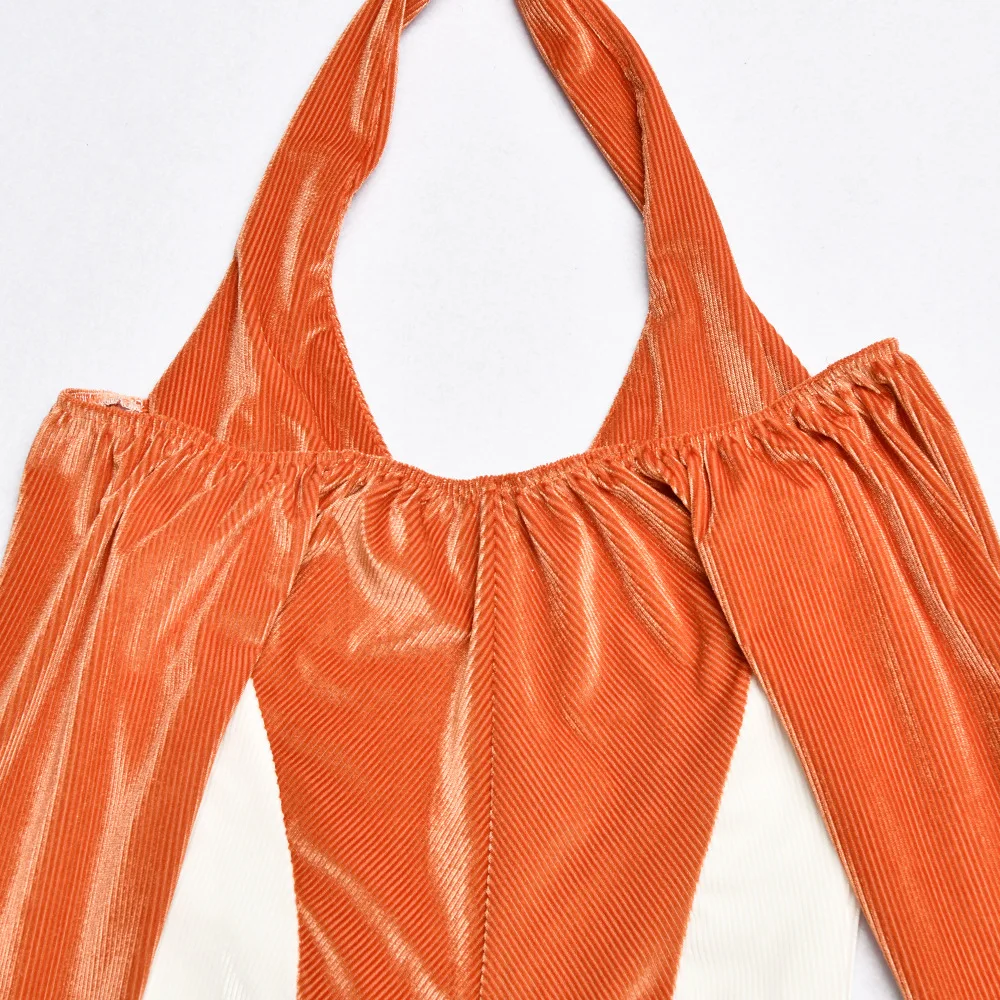 

Sexy Stretch One Piece Jumpsuit Deep V Neck Long Sleeve Silk Velvet Women Velour Halter Romper Night Club Short Playsuit Autumn