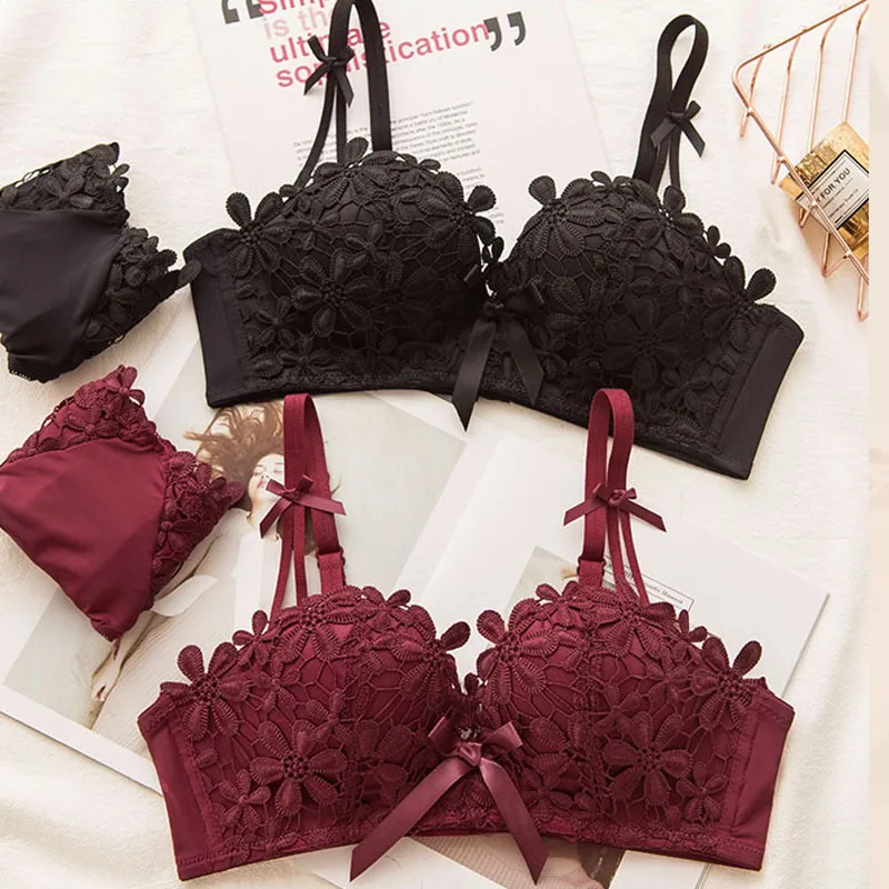 Комплект женского кружевного нижнего белья с чашками пуш ап|Комплекты белья| |