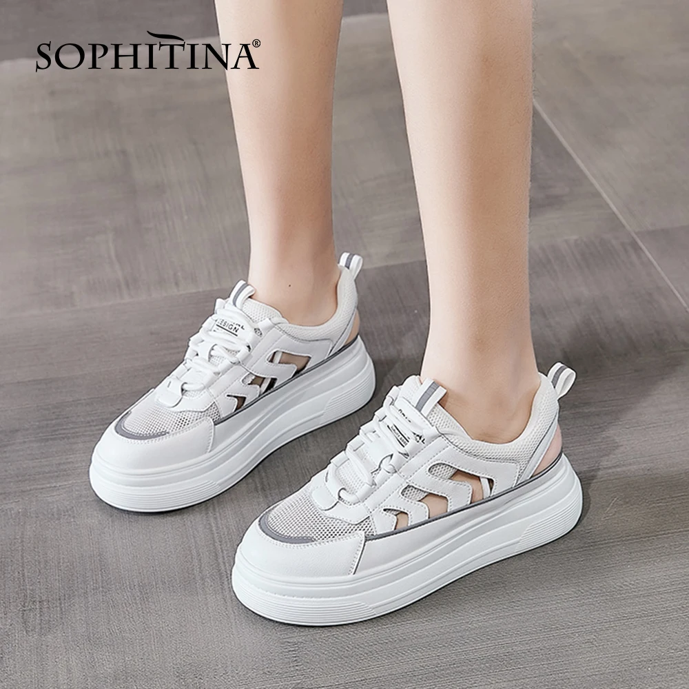

SOPHITINA; Повседневная женская обувь; Спортивная обувь из настоящей кожи с отверстиями, обувь на шнуровке, из дышащего материала, с сеткой; Летн...