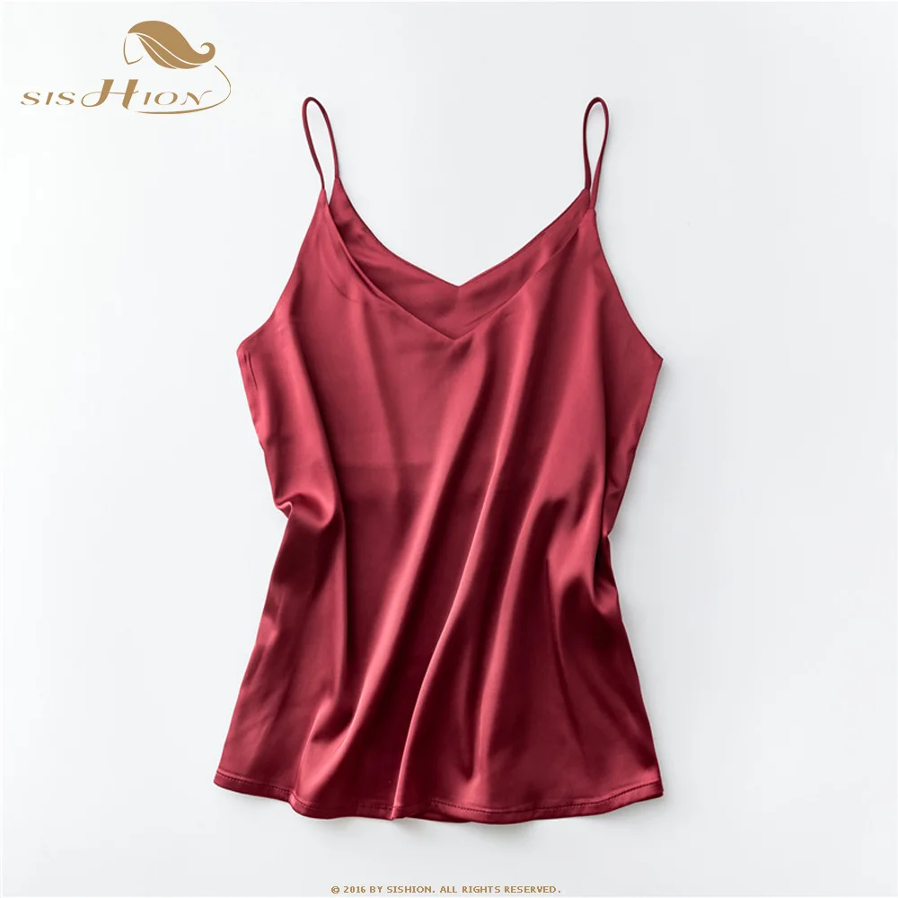 SISHION женский топ на тонких бретелях с v образным вырезом базовый черный без