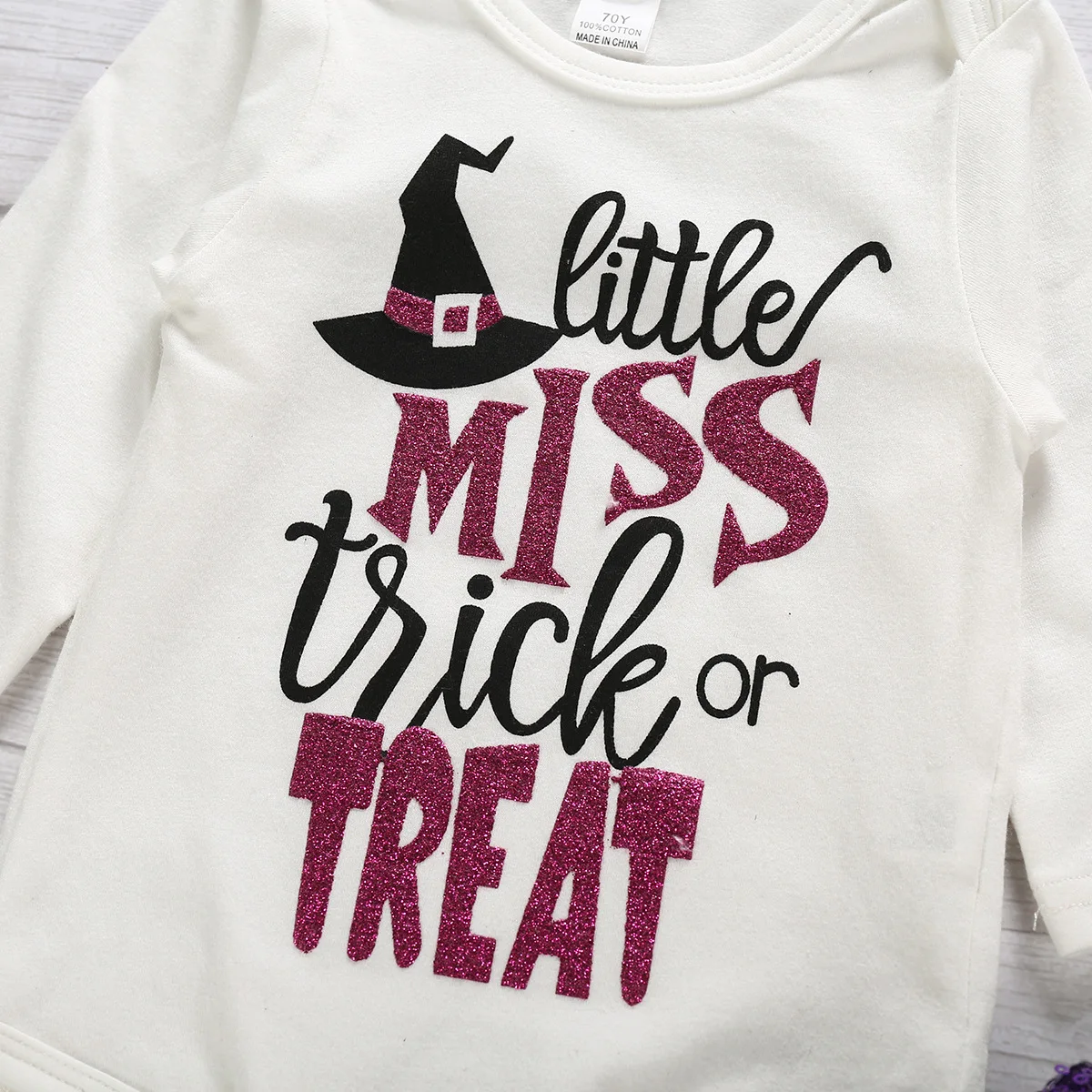 

4PCS Baby Girls Halloween Clothes, Cute Print Long Sleeve Romper + Tulle Tutu Skirt + Leg Warmer + Bow Headband Outfits Set