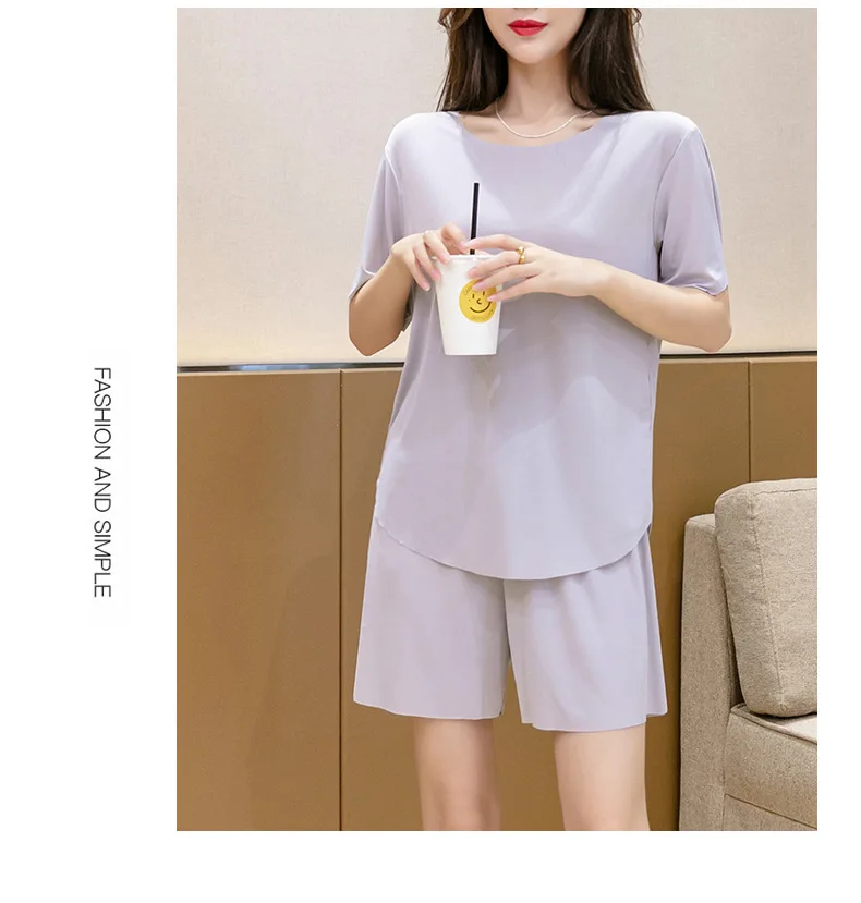 Women Sleepwear Summer Pajama Set 5colours Turn Down Collar Faux Silk Satin Short Sleeve Casual Female Pijama Home Wear Shorts