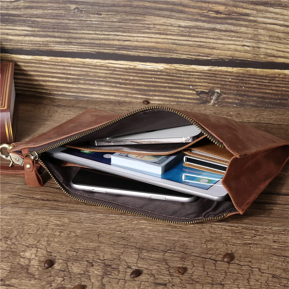 Men's Clutch Bags Genuine Leather Hand Bag Male Long Money Wallets Mobile Phone Pouch Man Party Card Holder Underarm Bag
