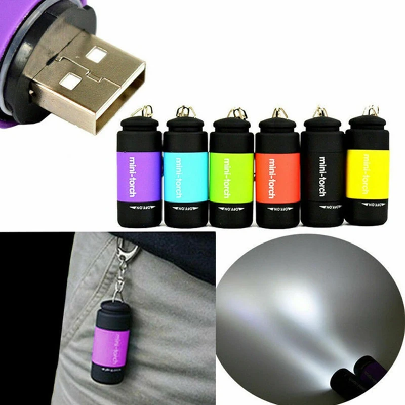 Портативная перезаряжаемая светодиодсветильник мини-Вспышка брелок