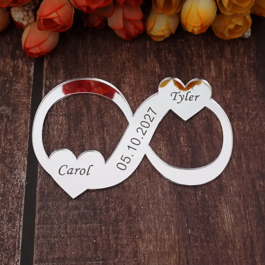 30 шт. на заказ 10 см символ бесконечности акриловые зеркальные бирки Мемориальный