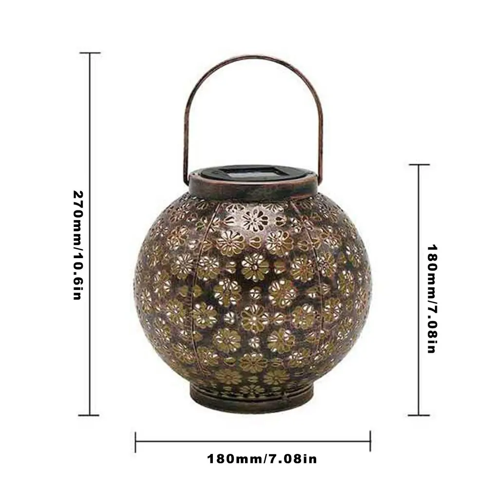 

Outdoor Waterproof Solar Lamp Retro Hanging Solar Hollow Lantern For Outdoor Metal Patio Balcony Garden Decoration