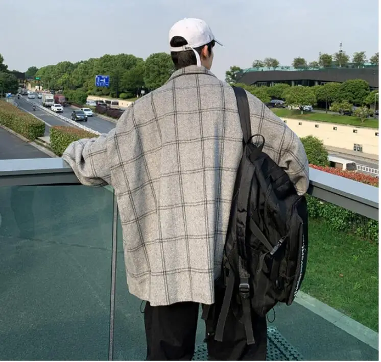 

2020 new exquisite Korean style coat coat loose wild tide brand casual large size men's jacket beige / purple M-2XL