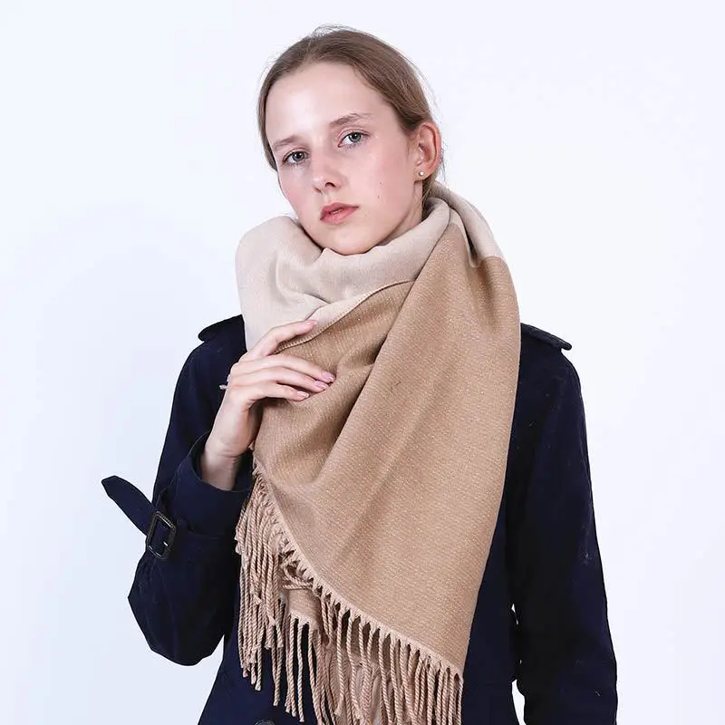 TagerWilen Luxury Brand Winter Scarf 2019 Female Male Wool Cashmere Color Matching Pashmina Tassels Women Wrap Shawl S-197 | Аксессуары