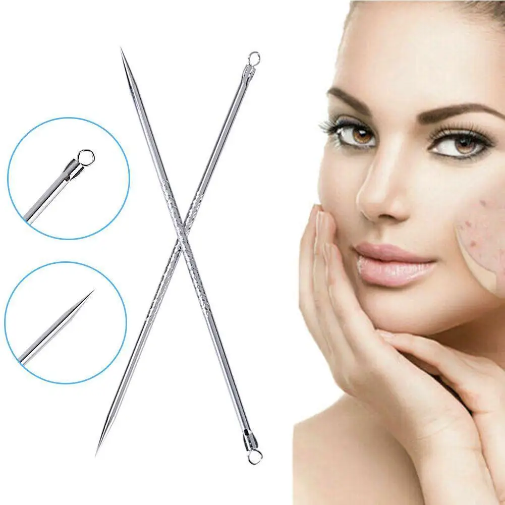 

Double-ended Steel Acne Needle Press Ring Face Care Comedone Pimple Blackhead Blemish Acne Removable Extractor S7S3