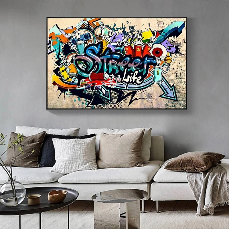 Уличные граффити на холсте художественные картины и плакаты для украшения