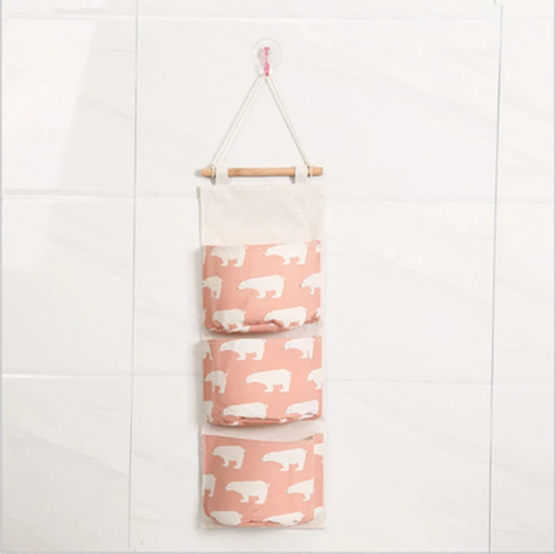 Домашняя простая Модная хлопковая льняная подвесная сумка с принтом на дверь